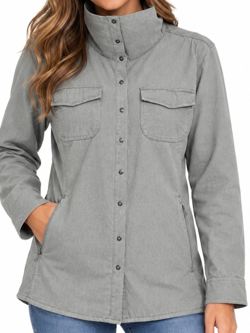 Duluth Trading Co. Women’s XL Gray Utility Jacket Stretch Drawstring Waist